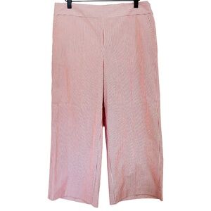 LOFT Wide Leg Crop Pant Pinstripe Side Zipper NEW